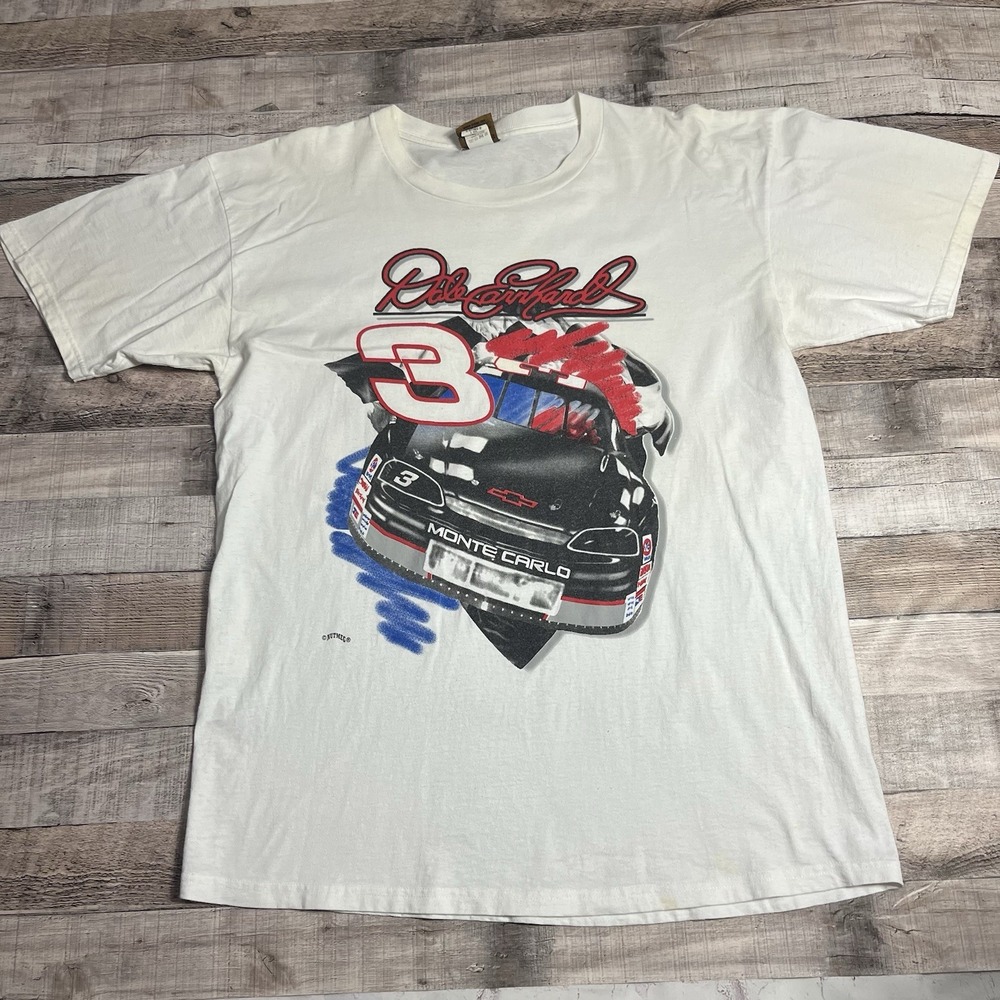 Dale Earnhardt Shirt Size XL White Vintage 90s Nutmeg NASCAR Racing Tee Chevy - Picture 1 of 13